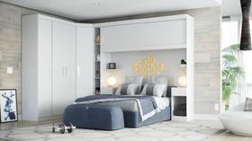 Guarda roupas modulado genova p/ colchão 1.38 com 2 mesas cabeceiras -batrol - branco