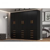 Guarda Roupas New Mônaco 6 Portas E 12 Gavetas - Black Black Guarda Roupas New Mônaco 6 Portas E 12 Gavetas - Black Black
