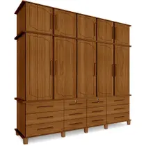 Guarda Roupas Roupeiro Luapa Berlin com 10 portas e 12 gavetas Carvalho New Guarda Roupas Roupeiro Luapa Berlin com 10 portas e 12 gavetas Carvalho New