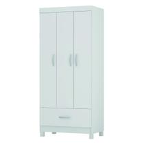 Guarda Roupas Solteiro 3 Portas 1 Gaveta Branco Prince Demóbile