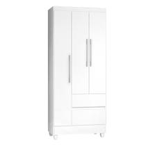 Guarda Roupas Solteiro 3 Portas 2 Gavetas Loreta JA Branco / Branco Lilás Flex