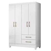 Guarda Roupas Solteiro 4 Portas Chile Branco Brilho Moval