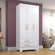 Guarda Roupas Solteiro Com 3 Portas 2 Gavetas Sem Espelho BE16 Flex Branco - Briz Móveis