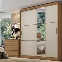 Guarda Roupas Solteiro com Espelho 2 Portas de Correr 2 Gavetas Flex Comfort Glass THB