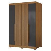 Guarda Roupas Solteiro Detalhe Ripado 3D Com 4 Portas 2 Gavetas Creta