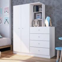 Guarda-Roupas Solteiro Infantil/Juvenil 2 Portas E Cômoda 4 Gavetas Montessoriano Meu Fofinho