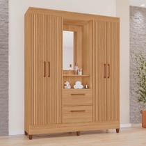 Guarda-Roupas Vinhedo 100% MDF Tuboarte 4 Portas 2 Gavetas em Incluso Espelho e Pes/PVC Guarda-Roupas Vinhedo 100% MDF Tuboarte 4 Portas 2 Gavetas em Incluso Espelho e Pes/PVC