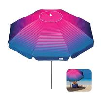 Guarda Sol 2,2m Articulado Alumínio Sombreiro Cancun Praia Piscina Camping Rosa - 1204 Tobee