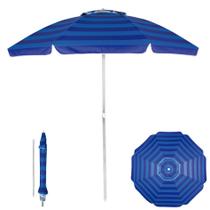 Guarda Sol 2,4 Metros Alumínio Articulado Sombreiro Praia Piscina Jardim Azul - 3741 Mor