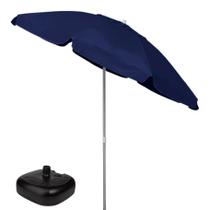 Guarda Sol 2,4m Azul Marinho Bagum Alumínio Articulável Com Base Plástica Preta - Belfix