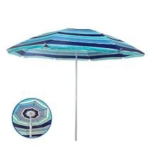 Guarda-Sol Articulado 2,40m Estampa Listra Azul Haste 32mm Praia Piscina Camping - Importway