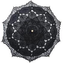 Guarda-sol de renda de casamento Bestage 30.7 preto feito à mão Guarda-sol de renda de casamento Bestage 30.7 preto feito à mão