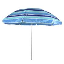 Guarda Sol Grande Para Praia Piscina Verão 240cm Azul Listrado Com Haste Em Alumínio Impotway - Importway