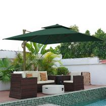 Guarda Sol Premium Verde 3x3m Alumínio Base 120L UV 98% Estrutura Reforçada