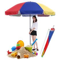 Guarda Sol Sombreiro Para Praia Colorido Gigante 2,40cm Com Altura Ajustável