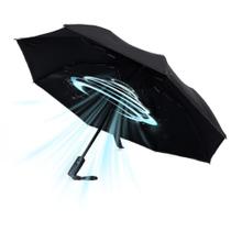 Guarda-sol UV WOOLALA com ventilador UPF 50+ dobrável recarregável