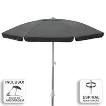 Guarda-Sol Zaka Alumínio 2.5 metros Cinza Grande Reforçado com Espiral Guarda-Sol Zaka Alumínio 2.5 metros Cinza Grande Reforçado com Espiral