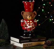 Guarda Urso Resina Led Northeuins Decor Natal Coleção 30cm