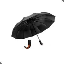 GuardaChuva Grande Abre Automático Contra Vento, Resistente, Cabe na Bolsa, Cor Preto, Desenho do Tecido Liso, Hastes Duplas, Compacto, Viagem