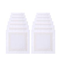 Guardanapo Bordado Branco Dourado 45x45 Kit 12 Rafimex Guardanapo Bordado Branco Dourado 45x45 Kit 12 Rafimex