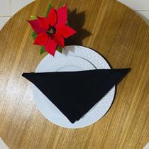 Guardanapo Bordado em Ponto Ajour 45cmx45cm - Linho Misto Preto