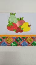 Guardanapo bordado frutas com barra Guardanapo bordado frutas com barra