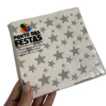 Guardanapo de Papel Folha Dupla Estrela Prata 33x33 cm - Inspire sua Festa Loja