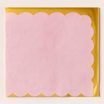 Guardanapo de Papel Rosa Borda Dourada 33x33cm 20 Unidades Ponto das Festas