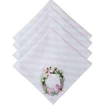 Guardanapo de Tecido Kit 4 Páscoa Floral Vintage Pássaros Poliéster Oxford 40cmx40cm Rosa Guardanapo de Tecido Kit 4 Páscoa Floral Vintage Pássaros Poliéster Oxford 40cmx40cm Rosa