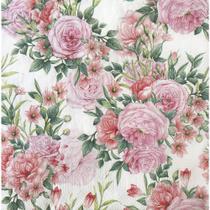 Guardanapo Decorado Galhos de Rosa com Folhas e Flores Keramik 33x33cm