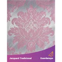 Guardanapo em Tecido Jacquard Rosa Bebê e Prata Medalhão Tradicional - 40x40cm