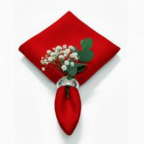 Guardanapo em Tecido Jacquard Tradicional Falso Liso Vermelho - 40x40cm