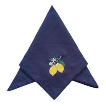 Guardanapo Linhão Marinho Limão Siciliano 40X40cm - Mameg Decor