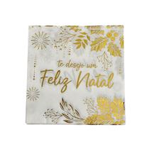 Guardanapo Natalino Papel 33x33cm Estampa Dourada 10un