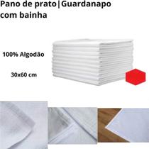 Guardanapo ou Pano de prato com bainha Branco simples 33x60cm 100% Algodão