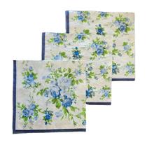 Guardanapo Papel Dupla Camada Floral Buque Azul 33Cm C/20Un