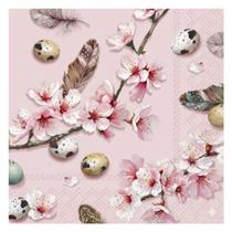 Guardanapo Para Decoupage Flor Sakura Páscoa Fundo Rosa 20un IHR