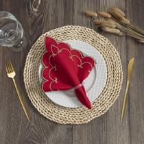 Guardanapo Sparta Bordado 4 Peças Tecido Engomado - Vermelho Guardanapo Sparta Bordado 4 Peças Tecido Engomado - Vermelho