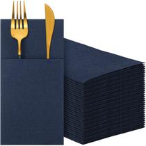 Guardanapos Cindeer, 150 peças, azul marinho, de linho, com bolso, 20x10cm Guardanapos Cindeer, 150 peças, azul marinho, de linho, com bolso, 20x10cm