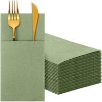 Guardanapos Cindeer Sage Green Linen Dinner 75 unidades com bolso para talheres Guardanapos Cindeer Sage Green Linen Dinner 75 unidades com bolso para talheres