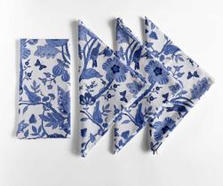 Guardanapos de Algodão Canvas Azul com Estampa de Folhas, Conjunto de 12, 51 cm - Vargottam Guardanapos de Algodão Canvas Azul com Estampa de Folhas, Conjunto de 12, 51 cm - Vargottam