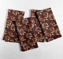 Guardanapos de Algodão Canvas com Estampa Floral, 51 cm, Tom Marrom Terroso, Kit 12 un. - Vargottam Guardanapos de Algodão Canvas com Estampa Floral, 51 cm, Tom Marrom Terroso, Kit 12 un. - Vargottam
