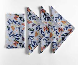 Guardanapos de Algodão Estampa Borboleta e Flor, 51x51 cm, Azul, Lavável na Máquina, Kit com 12 - Vargottam Guardanapos de Algodão Estampa Borboleta e Flor, 51x51 cm, Azul, Lavável na Máquina, Kit com 12 - Vargottam