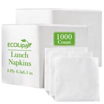 Guardanapos de almoço EcoLipak de 2 camadas, 1000 unidades, 16,5 x 16,5 cm dobrados