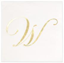 Guardanapos de coquetel Gift Boutique 100 Gold Monogram Letter W