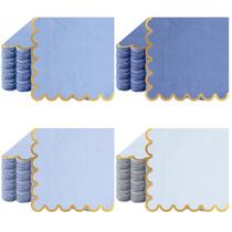 Guardanapos de coquetel Saypacck Scalloped Blue Paper 12,5 x 12,5 cm, pacote com 100