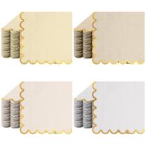 Guardanapos de coquetel Saypacck Scalloped Cream Color, pacote com 100