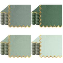 Guardanapos de coquetel Saypacck Scalloped Green Paper, pacote com 100