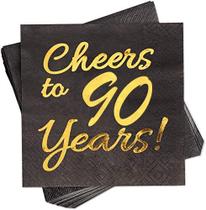 Guardanapos de coquetel Slyfo Cheers to 90 Years, pacote com 50, 12,7 x 12,7 cm