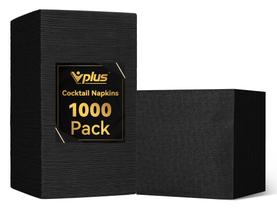 Guardanapos de coquetel Vplus 1000, pacote com papel preto de 3 camadas, 12,5 x 12,5 cm